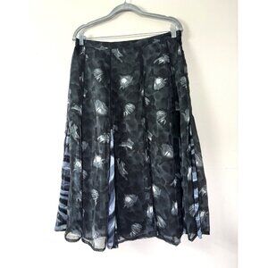 Coldwater Creek Womens M Black Midi Skirt Burnout Whimsigoth Swing Fairy Grunge